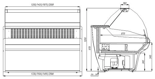 Витрина холодильная CARBOMA G110 VV 1,25-1 (ВХСр-1,25ш G110 (динамика)) — изображение 2